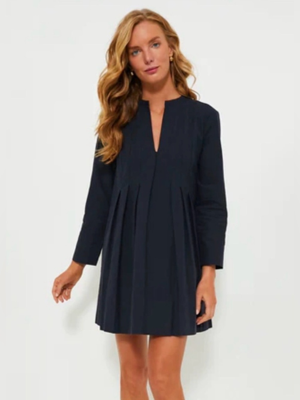 Tuckernuck Navy Luella Dress Long Sleeve Pleated Dress size‎ XL